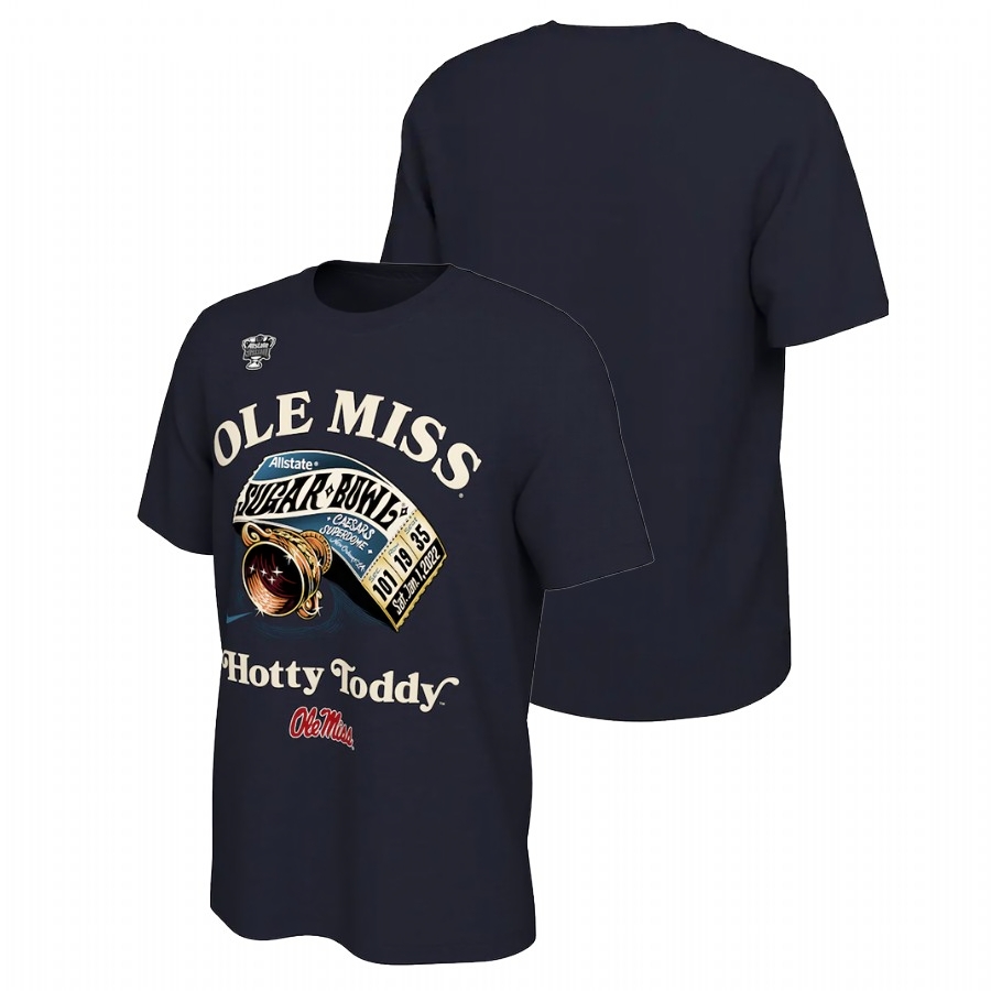 Ole Miss Rebels Men's NCAA Navy 2022 Sugar Bowl Mantra College Football T-Shirt GTU7549XZ